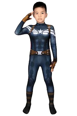Captain America 2 Winter Soldier Printed Jumpsuit Kids Cosplay Costume Halloween • $131.59