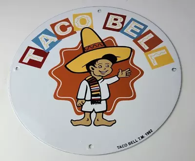 Vintage Taco Bell Sign - Porcelain Restaurant Fast Food Diner Gas Pump Sign • $143.37