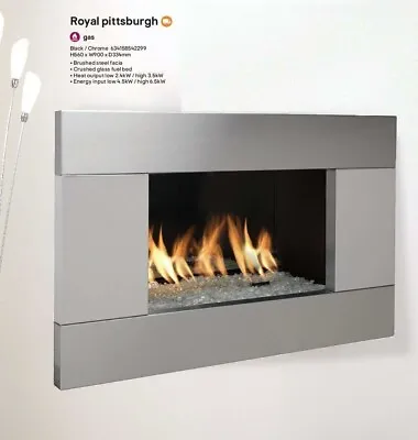£599.99 • Buy Gas Fire Ignite Pittsburgh  Wall Inset Slide Control Wall Mounted Silver Frame