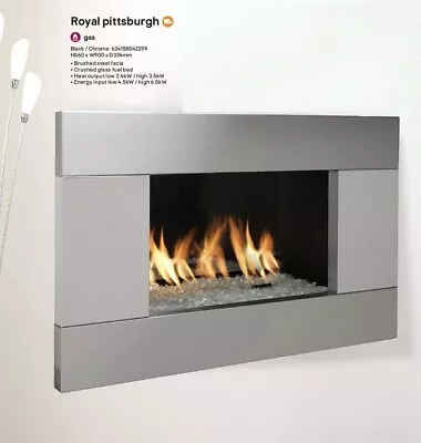 Gas Fire Ignite Pittsburgh  Wall Inset Slide Control Wall Mounted Silver Frame • £599.99