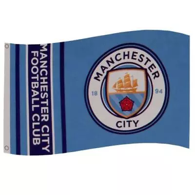 Manchester City Football Club  With Club Crest Flag   5' X 3' WM Design • £14.37