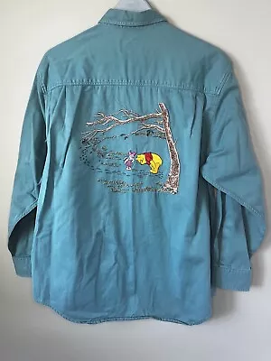 Disney Store Adult Sz L Winnie The Pooh Button Up Long Sleeve Shirt VTG • $20