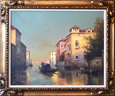 Vintage Original Oil Painting Venice Cityscape Scene Signed Framed • $295