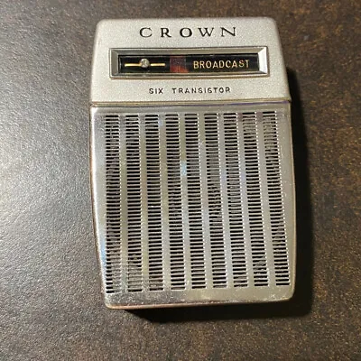 $49.99 • Buy Vintage Crown 6 Transistor Pocket Radio With Case MODEL TR-680