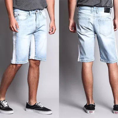 Victorious Men's Double Taped Track Style  Denim Shorts   DS2039EY • $27.95