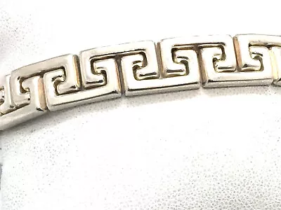 925 Sterling Silver Hollow Greek Key Link 7.25  Inch Italian Bracelet  21 Grams • $396.89