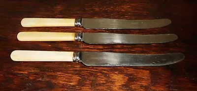 3 Faux Bone Handle Knives By Joseph Rodgers & Sons  Sheffield - Stainless 23.5cm • $25