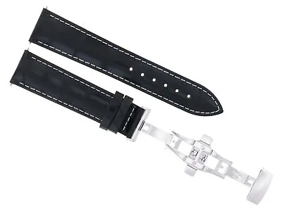 22mm Leather Band Strap For Montblanc Timewalker Chrono Utc Watch Clasp Black Ws • $29.95