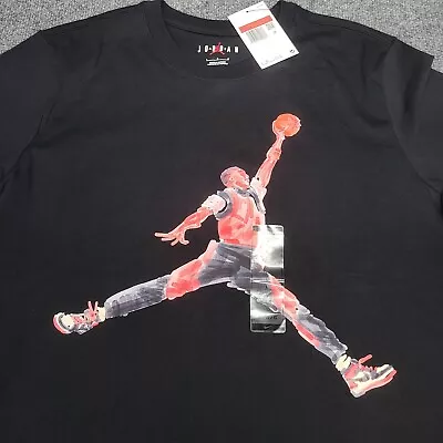 Jordan Shirt Mens Large Black Jumpman Basketball Graphic Nike Air New Tee 92 • $34.99