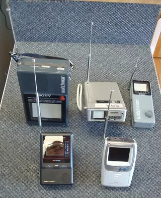 Lot Of 5 Vintage  Handheld Portable TV's Sony Watchman Panasonic Realistic • $125