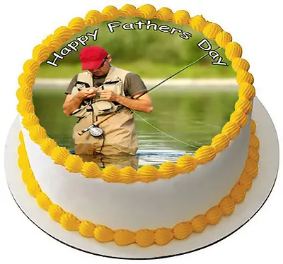 FISHING 7.5  PREMIUM Edible RICE CARD Cake Topper DECORATION FATHERS DAY D3 • £8.47