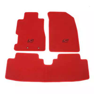 Fit 01-05 Honda Civic Red Nylon Floor Mats Front Rear Carpets W/ Red SI • $58.99