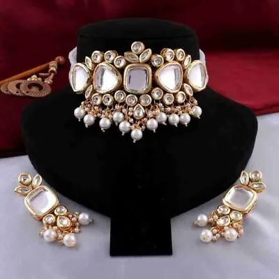 $35.01 • Buy Indian Bollywood Style Fashion CZ Gold Plated Bridal Pearl Jewelry Necklace Set