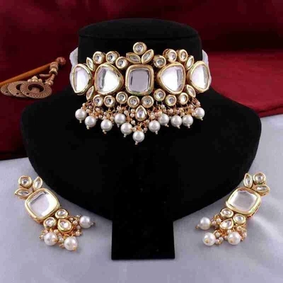 $35.01 • Buy Indian Bollywood Style Fashion CZ Gold Plated Bridal Pearl Jewelry Necklace Set