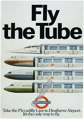 Vintage Fly The Tube London Underground 1979 Print Poster Wall Art Picture A4 + • £4.89