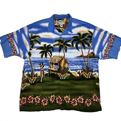 Vintage Authentic Big Dogs Button Down Shirt Hawaiian Tiki Bar Beach Dog Sz 3XL • $39.95