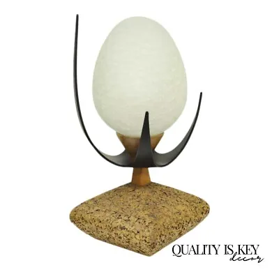 Lynard Of California Cork Crackled Glass Walnut Atomic Era Modern Egg Table Lamp • $3200