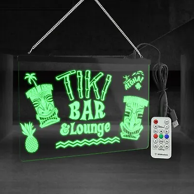 £23.99 • Buy Tiki Bar LED Light Up Sign Wall Display Lounge Home Gin Bar Cocktail Pub Neon