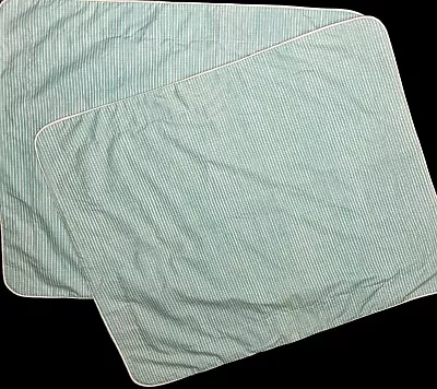 Marimekko Set Of 2 Pillow Shams Standard Cases Aqua Turquoise White Stripe Cover • $24.99