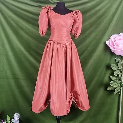 Vintage 1980s Coral Cinderella Evening Ballgown Bridesmaid Dress Fits 6 BG10 • £29.99