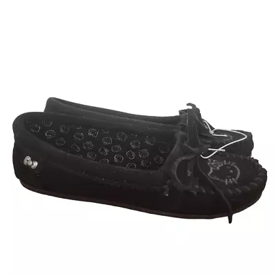 Minnetonka Women's Black Hello Kitty Moccasin Slip-On NWOT Size 5.5 • £34.82