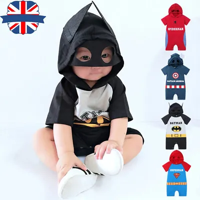 £11.59 • Buy Baby Character Theme Bodysuits Romper Batman Superman Spiderman Baby Grows UK 