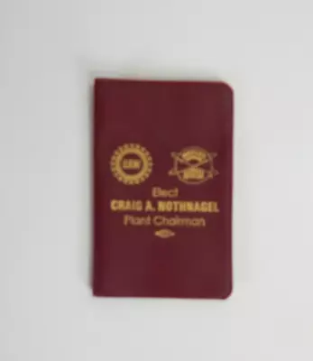 Vintage Vinyl Business Card Holder UAW Elect Plant Chairman Folding Burgundy • $10