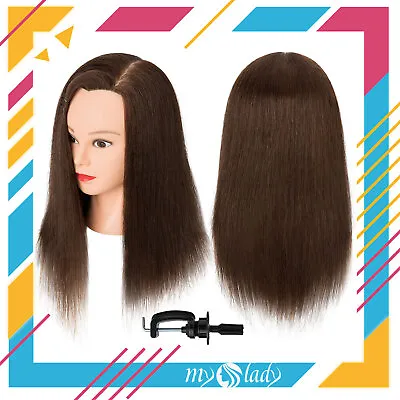 MANNEQUIN HEAD 100% HUMAN HAIR 18  Styling Training Doll Hairdresser Practice US • $45.95