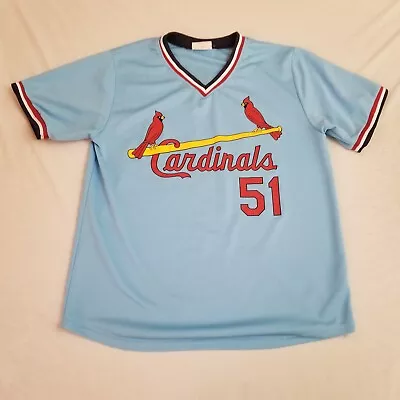 St Louis Cardinals Willie McGee Jersey SGA Blue Retro 80s Baseball MLB Mens XL • $23.99