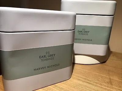 Two Empty Tins Of Harvey Nichols Earl Grey Tea Bags • £6.99