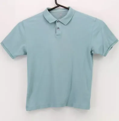 JF Ferrar Mens Button Up SS Collared Polo Shirt Medium Turquoise Flawed Collar • $7.43