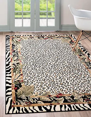 $75.16 • Buy Wildlife Collection Animal Inspired With Cheetah Bordered Design Area Rug, 3 Ft 