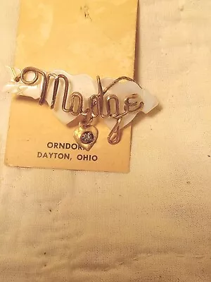 Vintage Mother Of Pearl Brooch With Name Madge In Script • $2.99