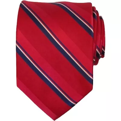 ALARA Mens Classic Tie 3.15 Red Navy Stripe 100% Silk Designer Dress Necktie $80 • $18.88