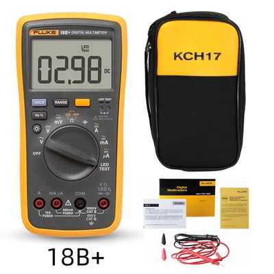 £148.79 • Buy Bag + FLUKE 18B+ Digital Multimeter AC/DC Voltage Ohm Current LED Test Meter 18B