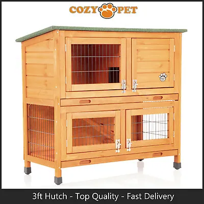 £89.99 • Buy Rabbit Hutch 3ft Cozy Pet Natural Guinea Pig Hutches Run Rabbit Ferret Runs RH06