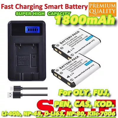 2 Battery+Charger For LI-40B 42B Olympus Tough TG-310 TG-320 LS-20 LS-20M VH-210 • $36.77