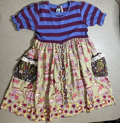 Matilda Jane Character Counts Love Teacup Bird Print Dress Girls   Sz   10  • $22