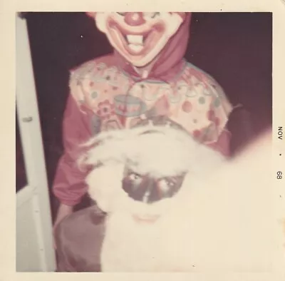 Vintage Snapshot:  Kids In Clown & Wolf In Sheep's Clothing Halloween Costumes • $14.95