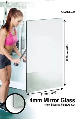 Large Mirror Wall 6FT X 3FT 183CM X 91CM GLASS GYM OR DANCE STUDIO 4MM THICK • £118.45