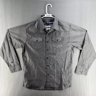 Burnside Shirt Adult Large Gray Button Down Roll Up Long Sleeve Mens L • $7.50