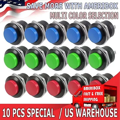 10 PCS 16mm Push Button Switch Non-Lock Momentary Open Round 2 Pins Metal • $6.95