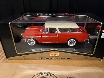 Maisto Premiere 1955 Chevrolet Nomad-Diecast-red White-original Box 1:18 NEW • $39.99