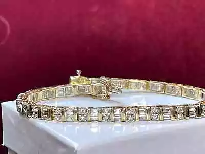 14k Yellow Gold Plated 5Ct Baguette Lab Created Diamond Women's Tennis Bracelet • $161.99