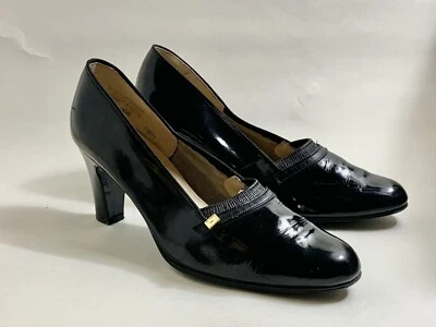 £19.99 • Buy PORTLAND Vintage 1960s Black Patent Leather 3  Slim Heel Court Shoe UK 4.5 D