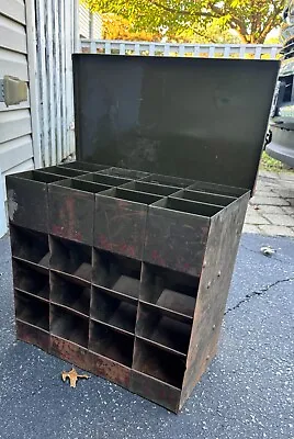 Antique Metal Part  Bolt Bin Organizer Mini Industrial Cabinet 12 Slots • $85