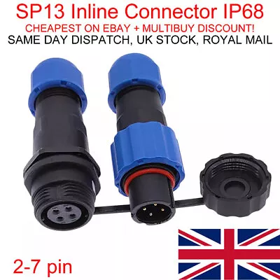 SP13 IP68 Waterproof 234567 Pin Plug And Socket Inline Connector Aviation • £599