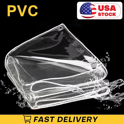 16oz Waterproof PVC Transparent Tarpaulin Clear Vinyl Tarp Cover For Greenhouse • $15.99