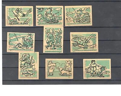 Matchbox Labels 1956 Soviet Russia 9 Pcs Fishermen Fishing Humor • $4