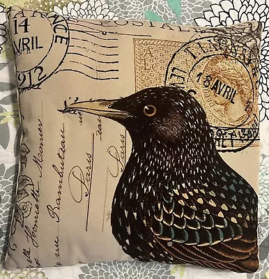 Thro By Marlo Lorenz Throw Pillow With Bird Print 18” X 17.5” • $10